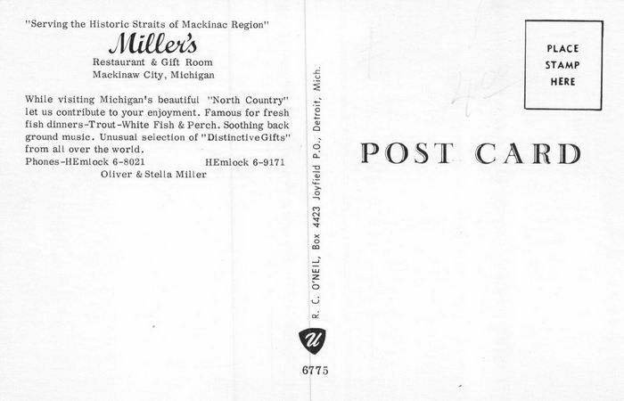 Millers Restaurant and Gift Room - Old Postcard Photo (newer photo)
